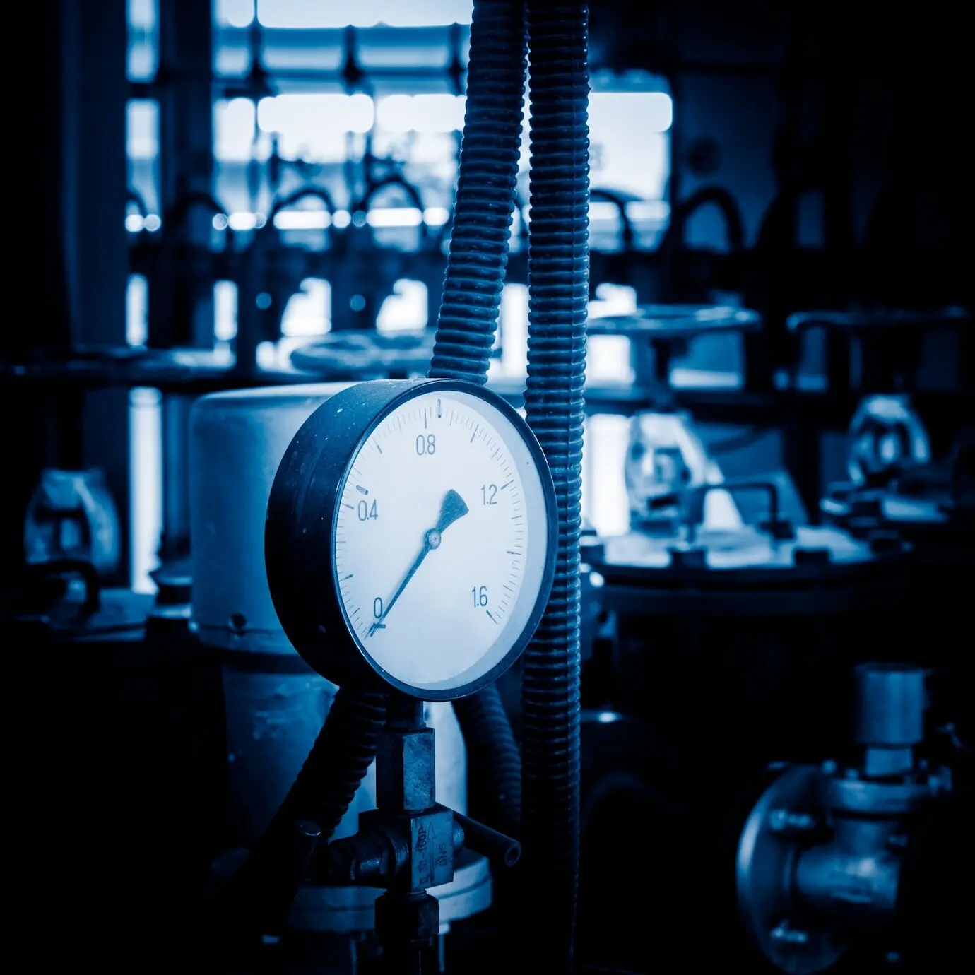 steel piping and cabling in a plant